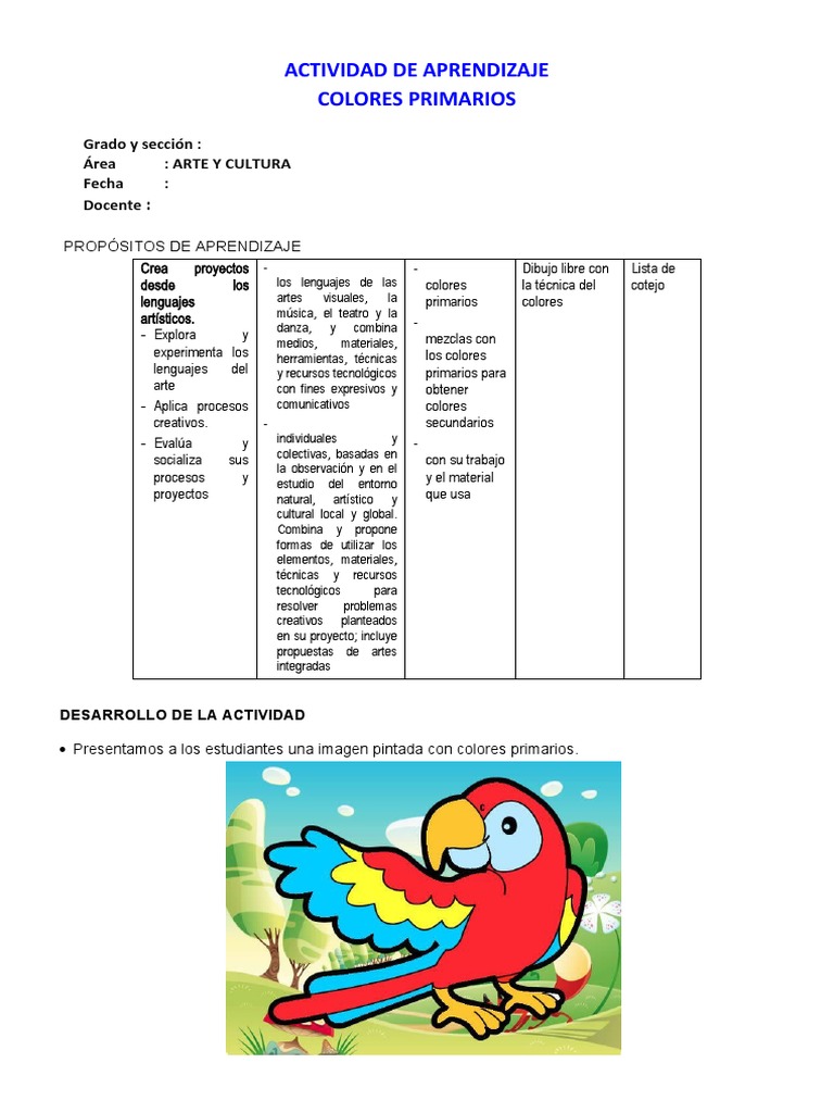 ARTE Colores Primarios | PDF | Dibujo | Color