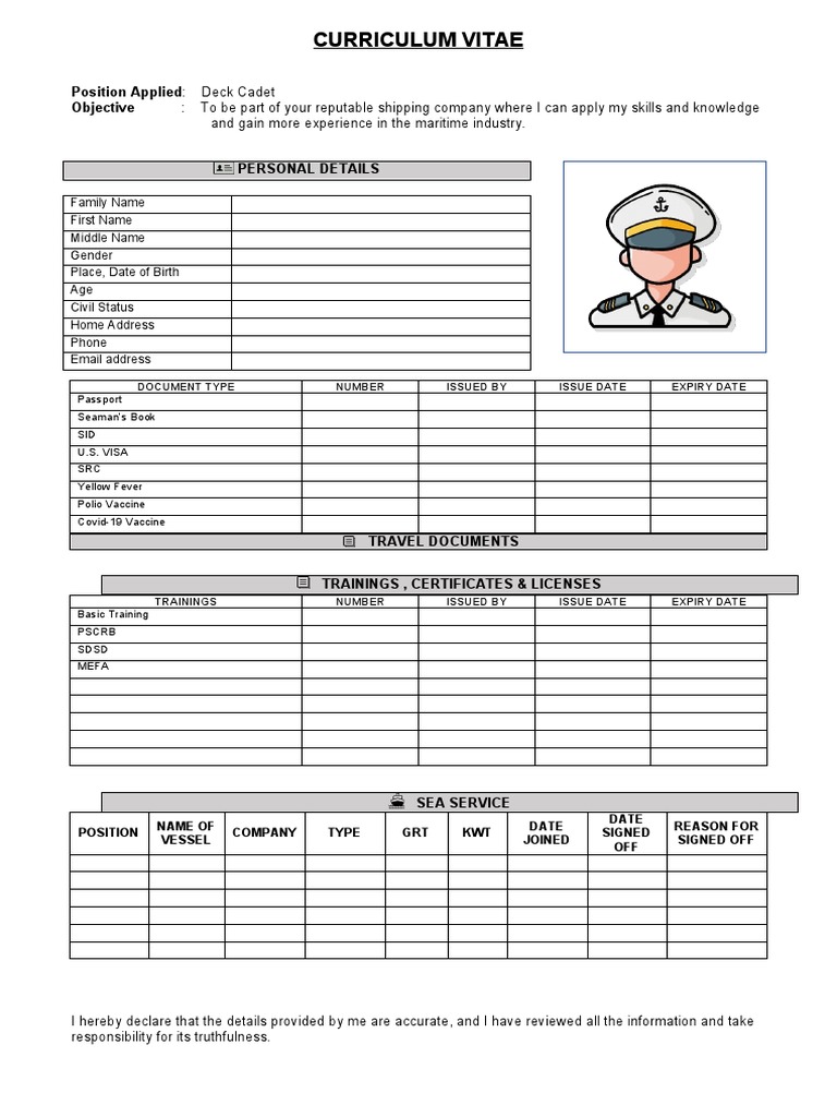 Seafarers Resume CV | PDF