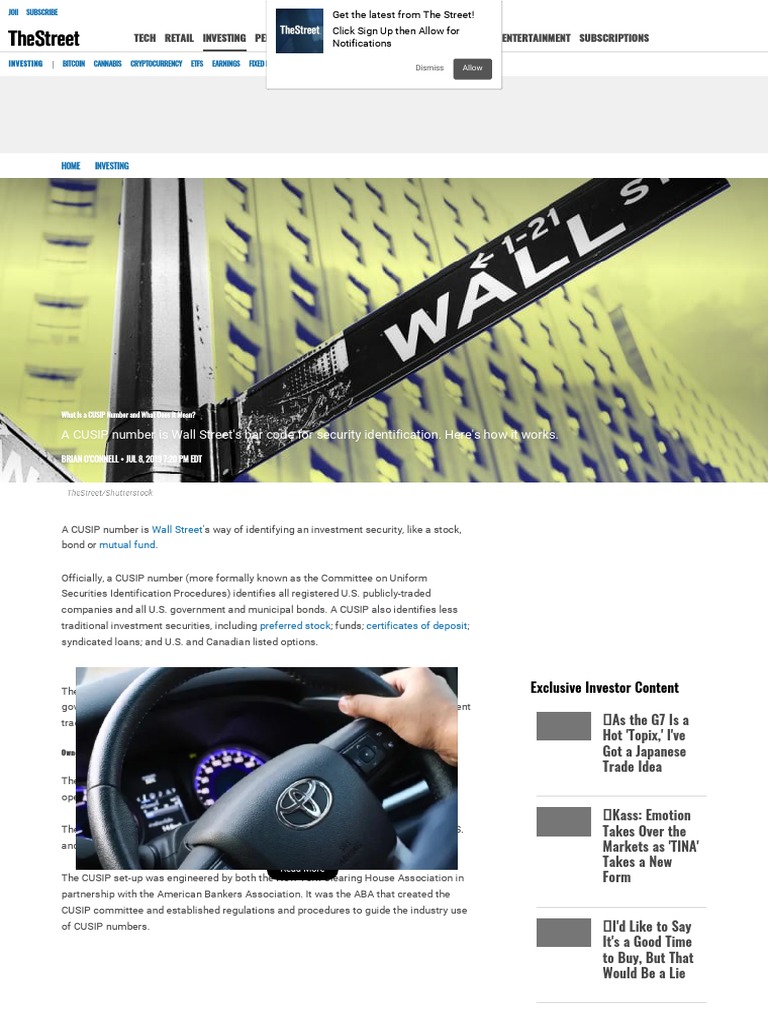 What Is A Cusip Number and What Does It Mean Thestreet PDF Cusip