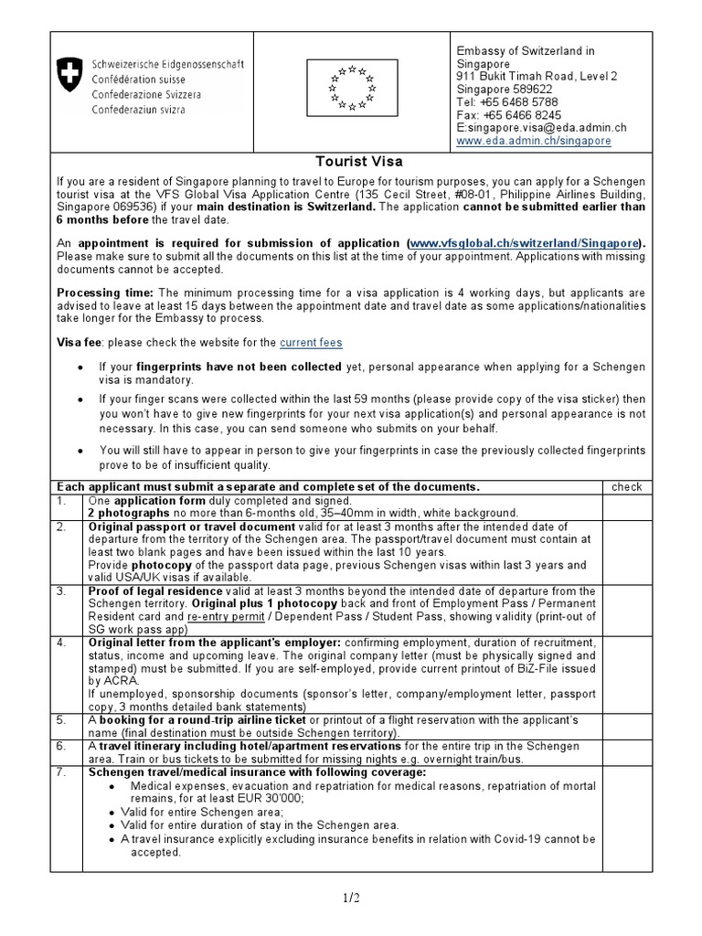 Swiss Schengen Visa Application Guide | PDF