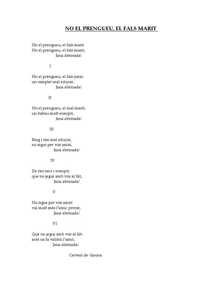 Cerverí de Girona No El Prengueu, El Fals Marit PDF