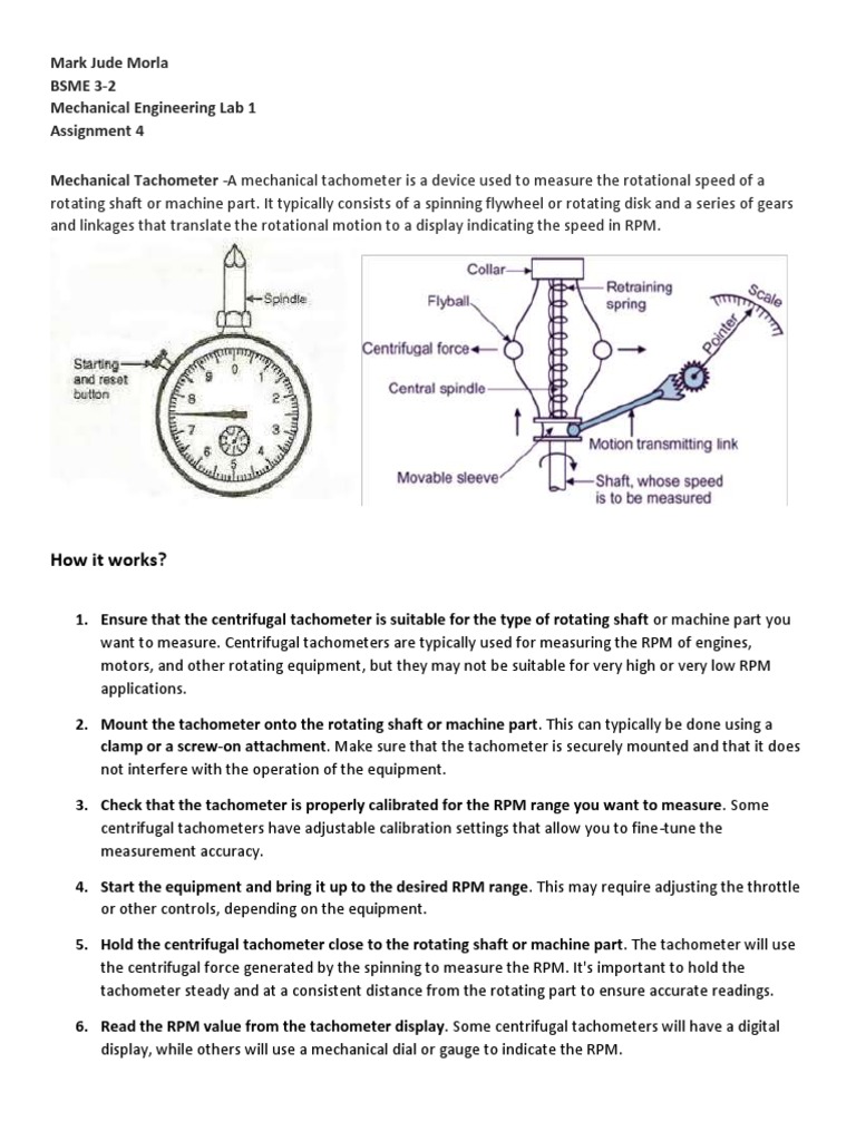 Mechanical Tachometer Operation Guide | PDF