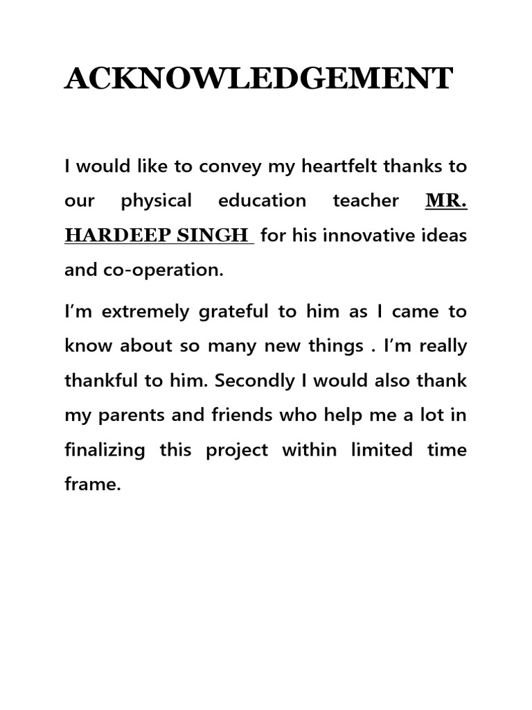 Acknowledgement for School Projects | PDF | Career & Growth | Wellness