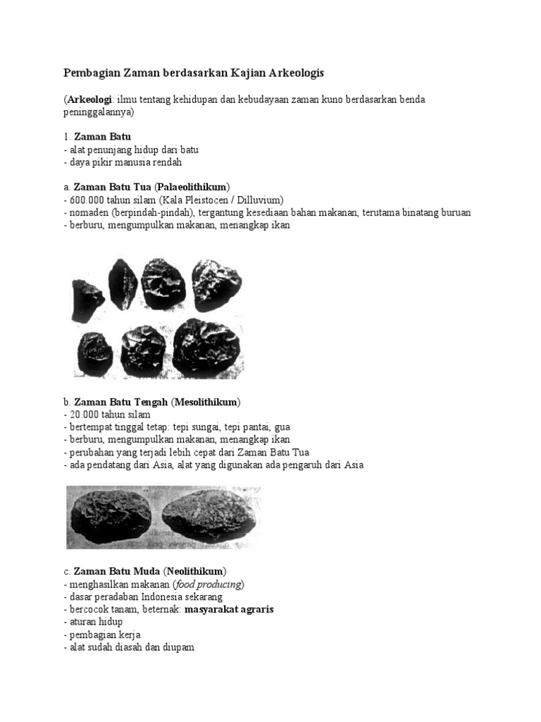 Pembagian Zaman Berdasarkan Kajian Arkeologis PDF