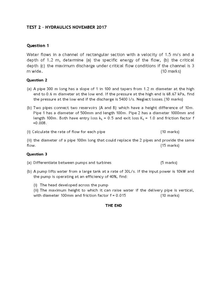 Test 2 Hydraulics 2017 PDF