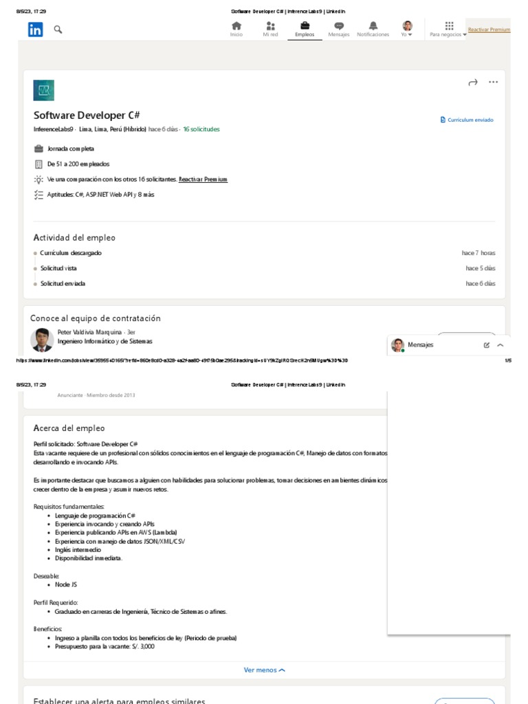 Software Developer C# - InferenceLabs9 - LinkedIn | PDF | Software ...