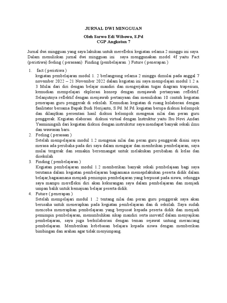 Refleksi Pembelajaran Guru Penggerak | PDF | Karier & Perkembangan