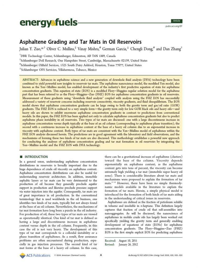 Asphaltene Grading and Tar Mats in Oil R PDF Petroleum Petroleum