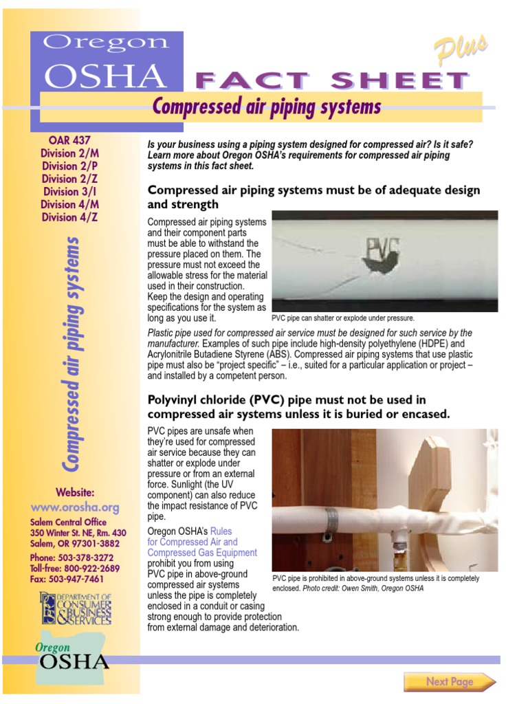 OSHA Compressed Air PDF Pipe (Fluid Conveyance) Building Engineering