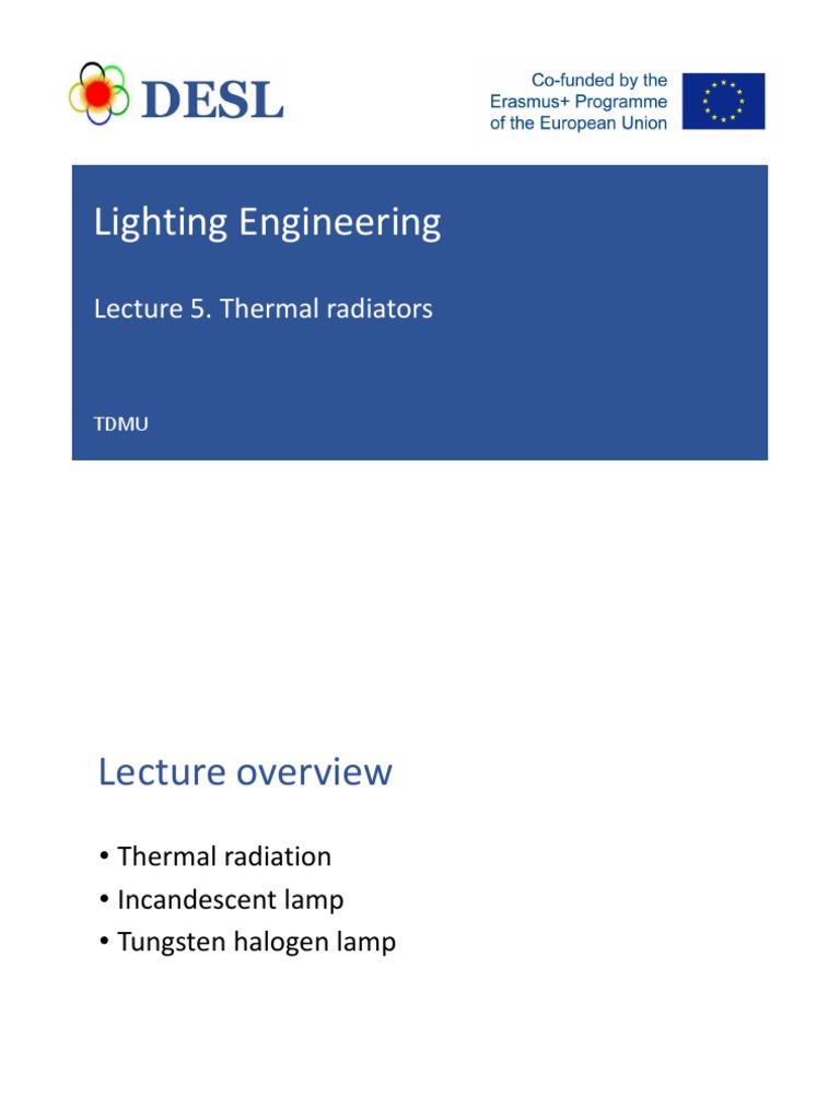 TDMU LightingEngineering Lecture5 M2.2 Thermal Radiators PDF