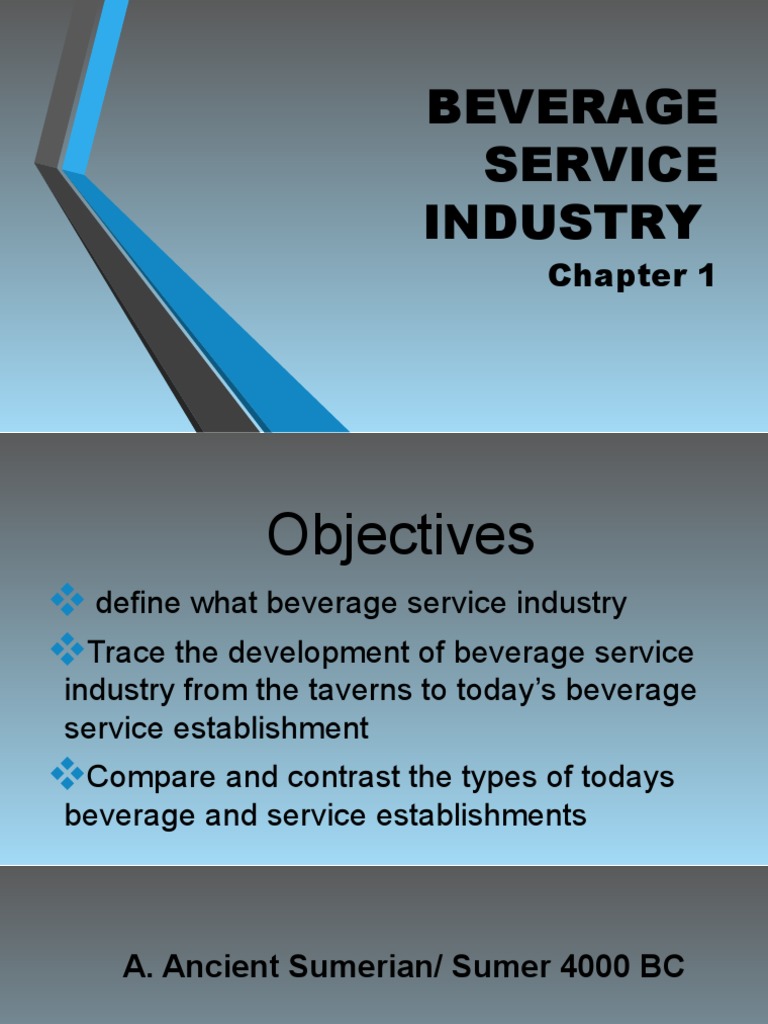 BEVERAGE SERVICE INDUSTRY Lesson 1 PDF Bar (Establishment) Drink