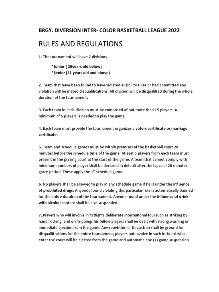 Basketball Rules and Regualtions PDF Sports Government