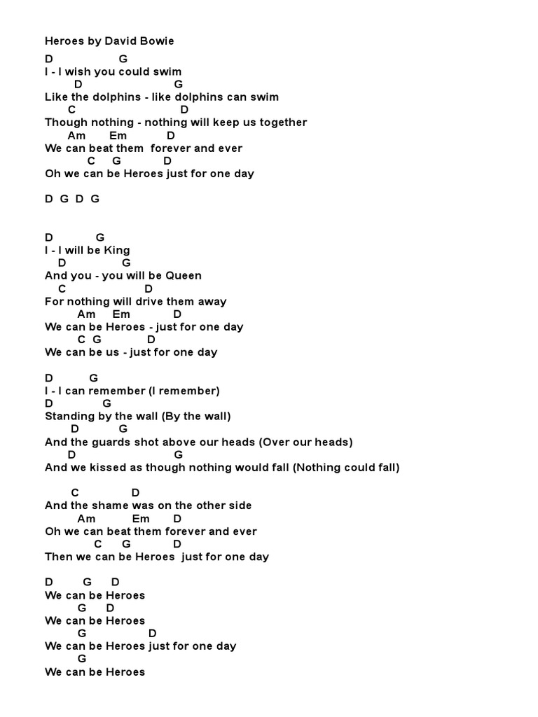 Heroes By David Bowie Pdf