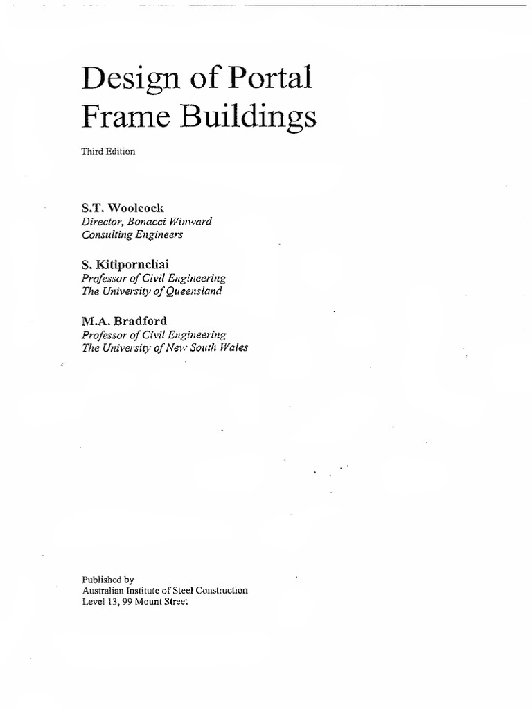 Design Of Portal Frame Buildings 3rd Ed Text Pdf