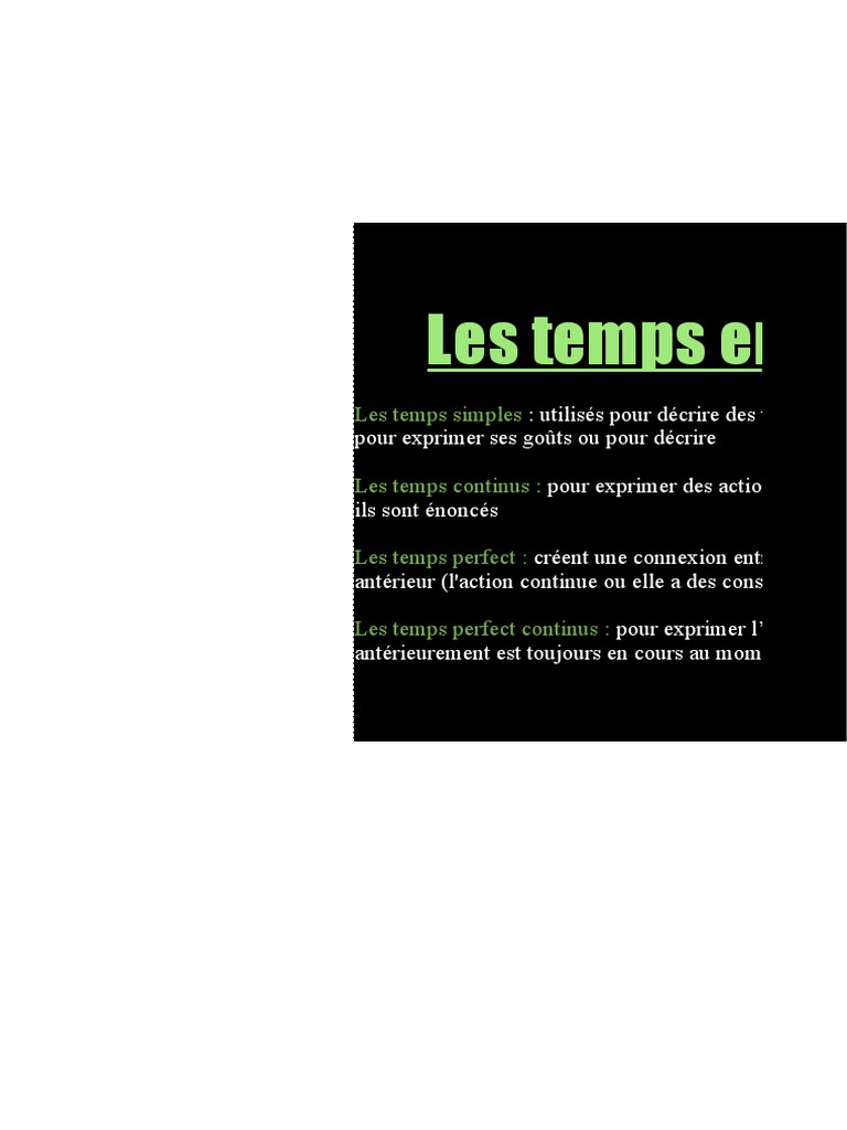 Temps verbaux en anglais : guide complet | PDF | Grammaire anglaise ...