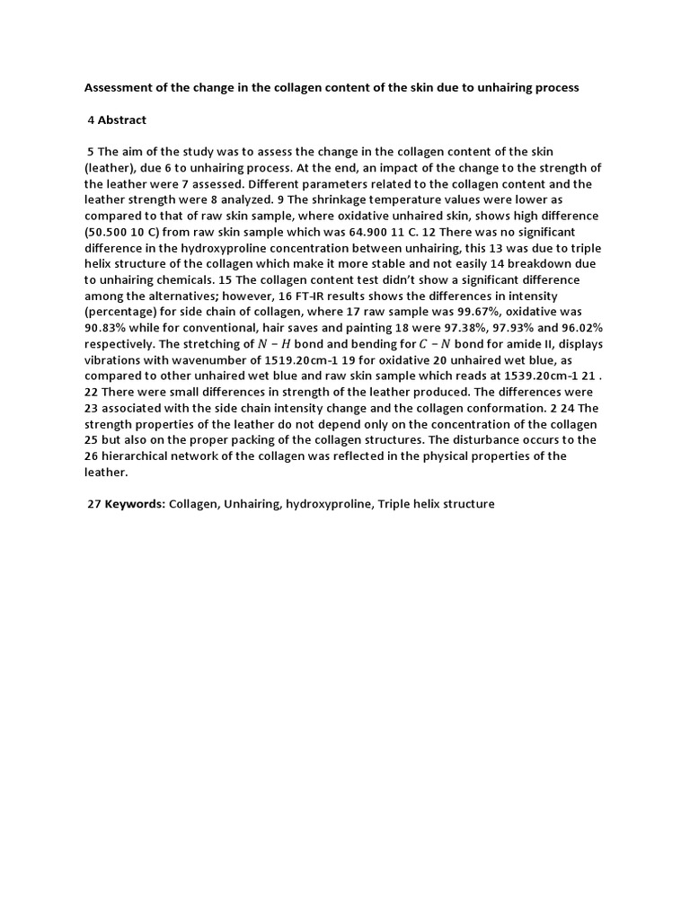 Assessment of The Change in The Collagen Content of The Skin Due To ...