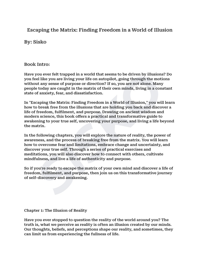 Escaping The Matrix Finding Freedom in A World of Illusion PDF