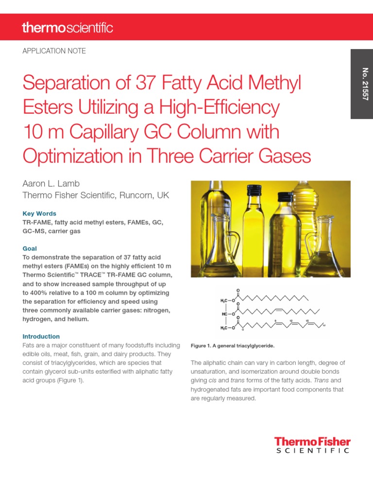 GC Fatty Acid Methyl Esters PDF Gas Chromatography Triglyceride