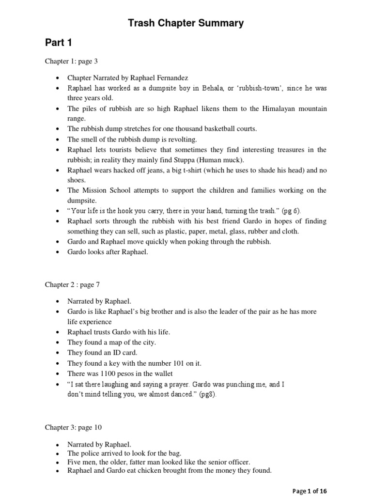 Trash novel essay questions image