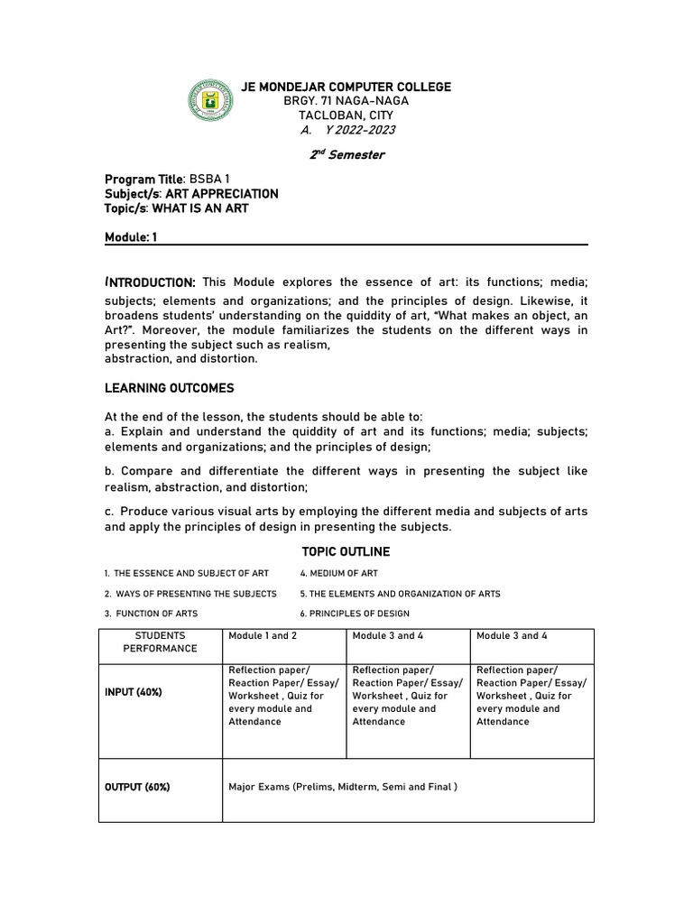 Module 1 Art Appreciation Pdf
