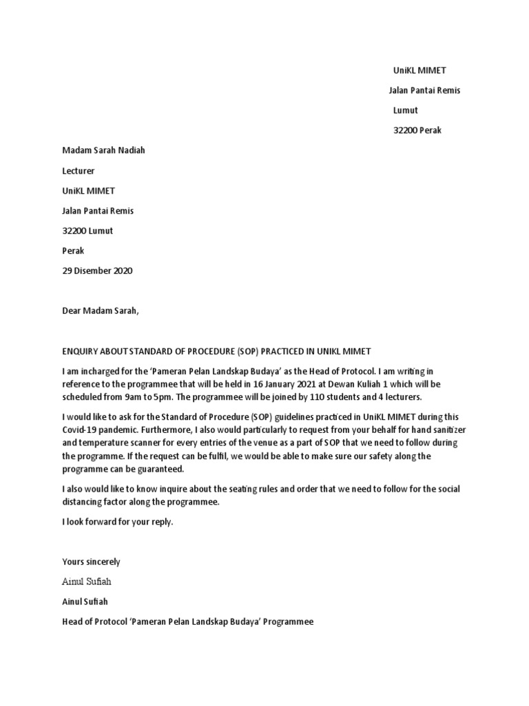 Formal Letter Final Exam | PDF