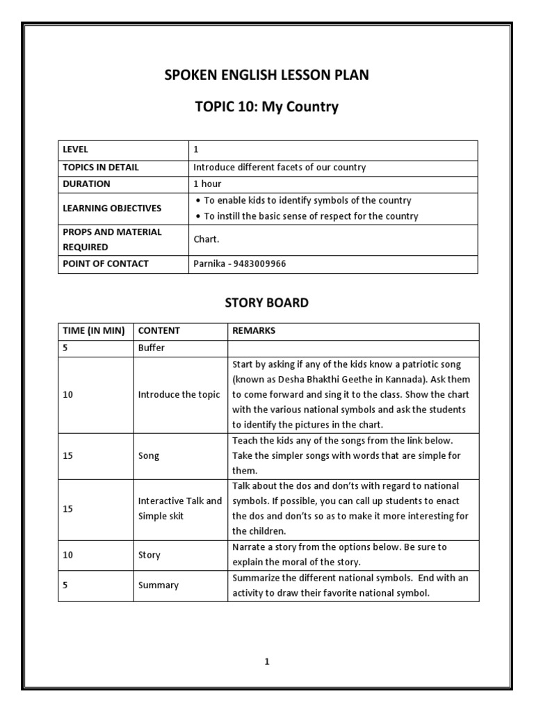 My Country: National Symbols Lesson Plan | PDF | Travel | Language Arts ...