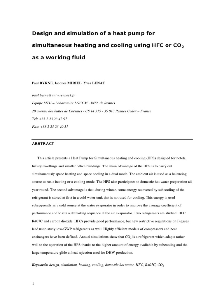 Design and Simulation of A HPS | PDF | Heat Pump | Heat Exchanger