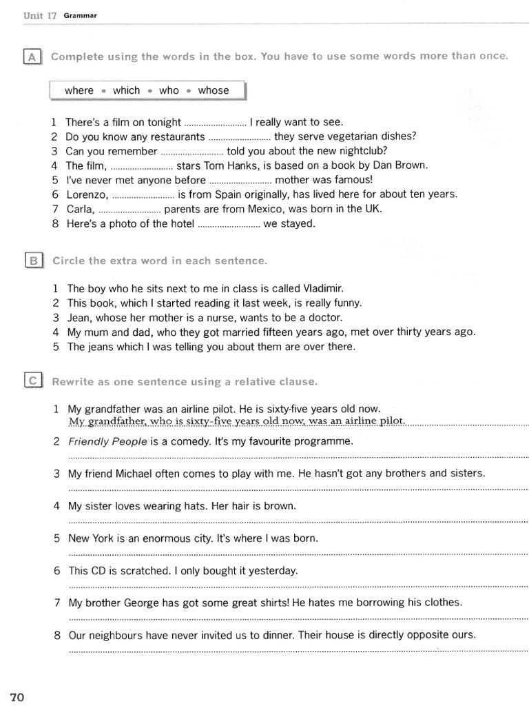 Relative Clauses Exercises Pdf