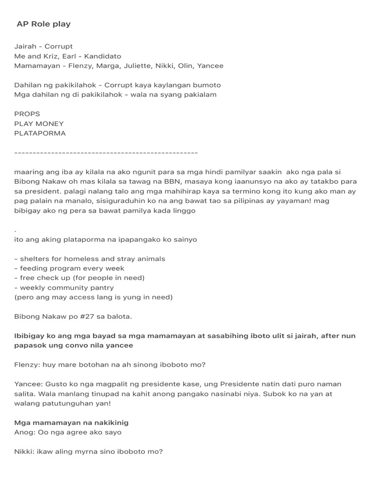 AP Role Play | PDF
