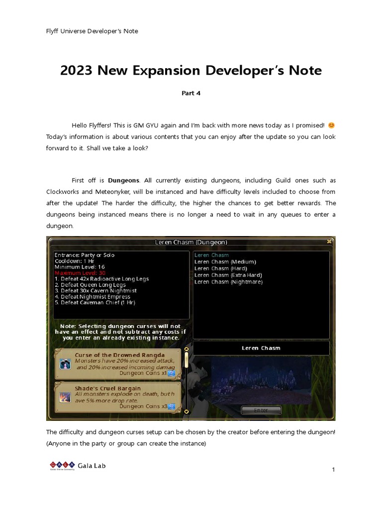 New Dungeons Update in Flyff Universe | PDF