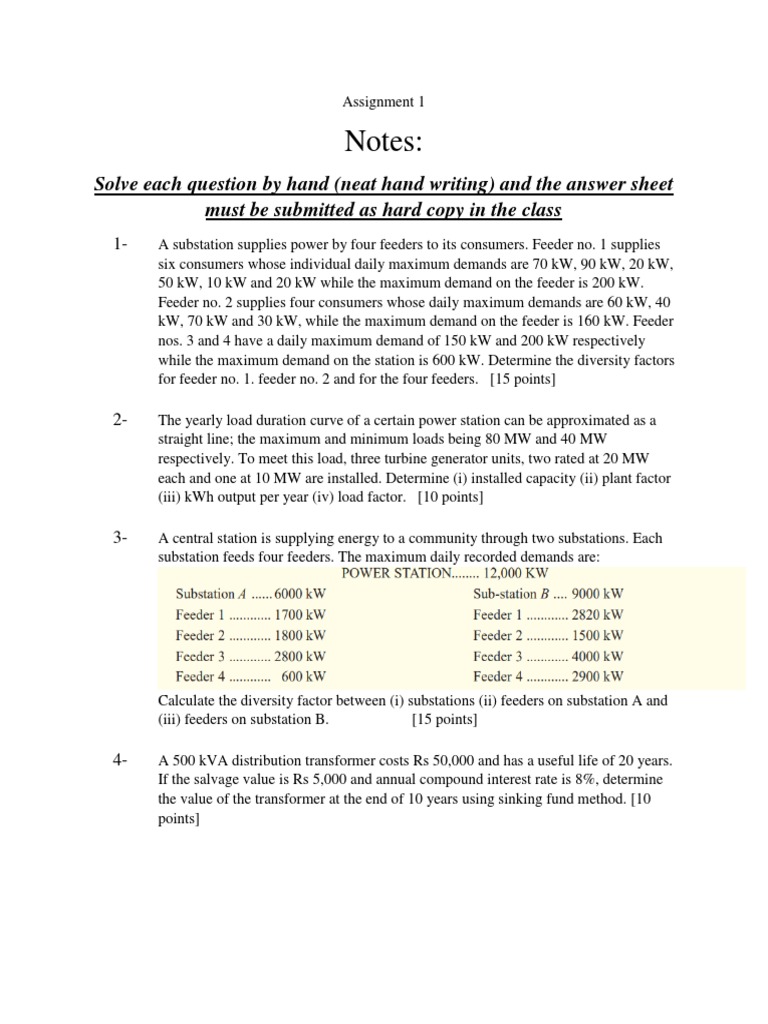 Power Demand and Cost Analysis Assignment | PDF | Watt | Power Station