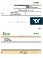 Surveillance Report Details: Surveillance On Activity-Date of Casting, Formwork & Curing