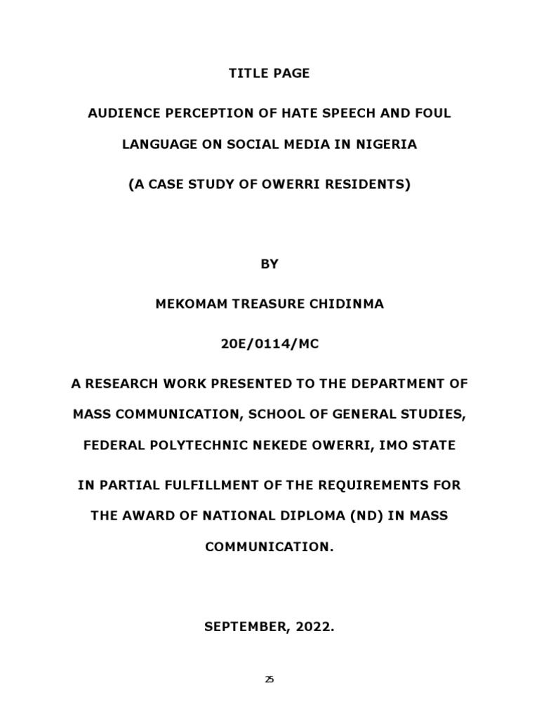 Hate Speech on Social Media in Nigeria | PDF | Hate Speech | Social Media