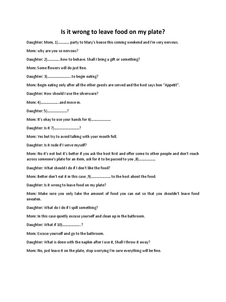 Is It Wrong To Leave Food On My Plate PDF