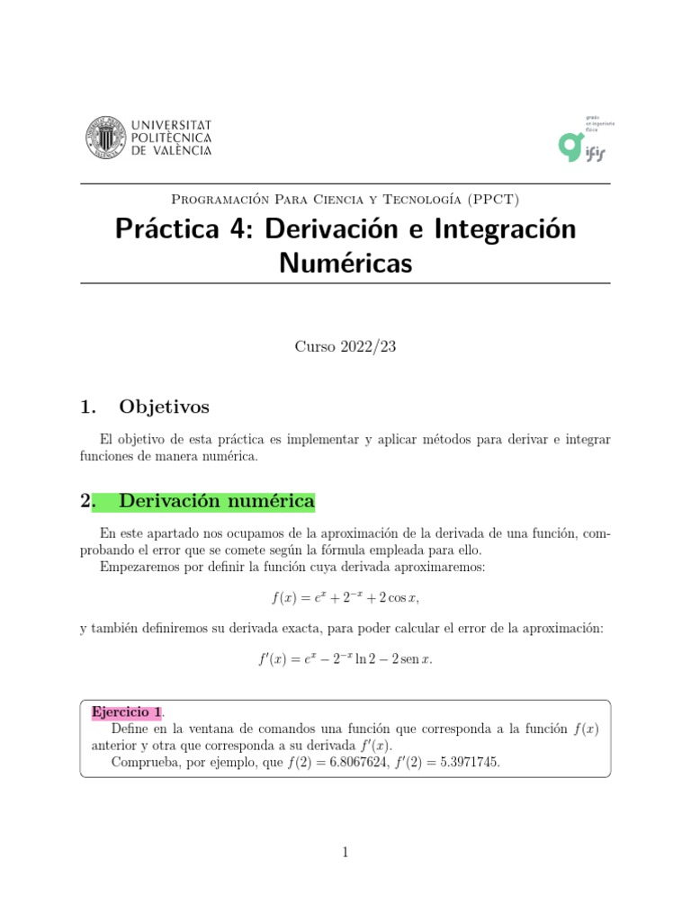 Derivación e Integración Numérica en Python | PDF | Integral | Análisis