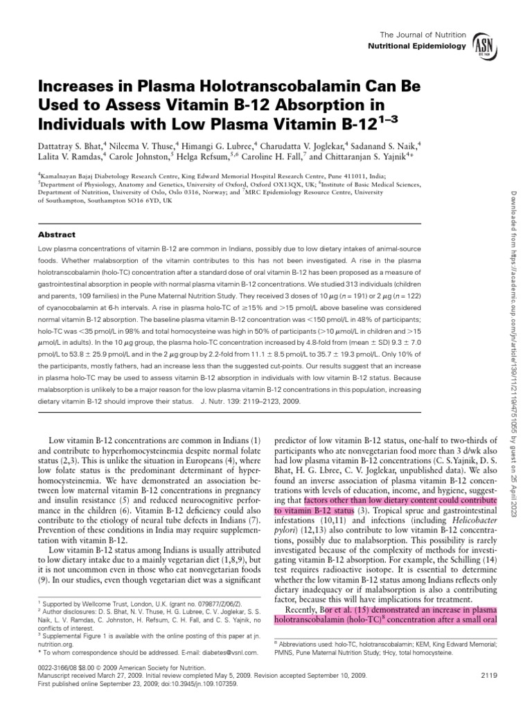 Bhat Et Al., 2009 PDF Vitamin B12 Stomach