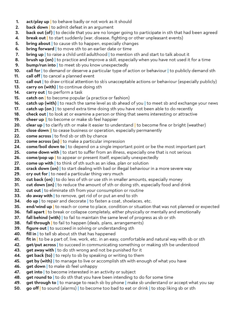 100 Common Phrasal Verbs Explained | PDF