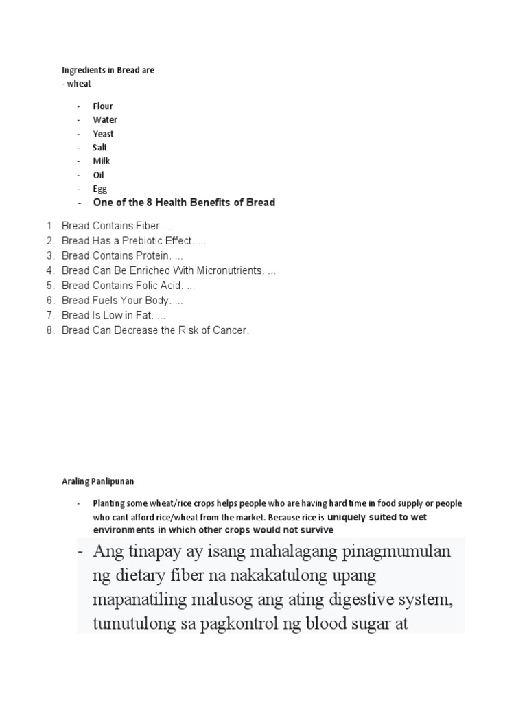 Ingredients in Bread | PDF | Cooking, Food & Wine | Wellness
