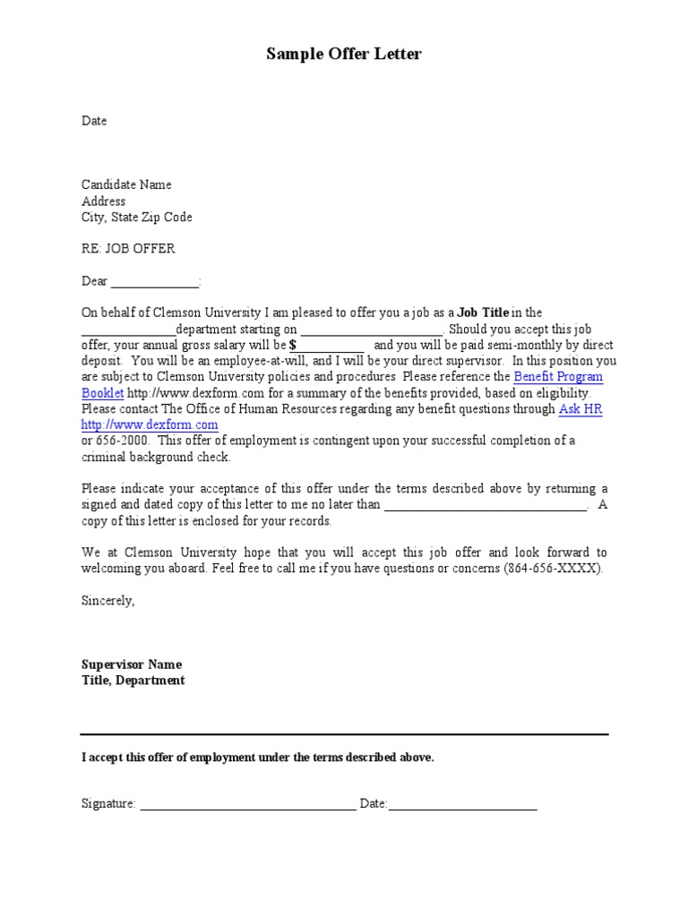 Sample University Offer Lette | PDF