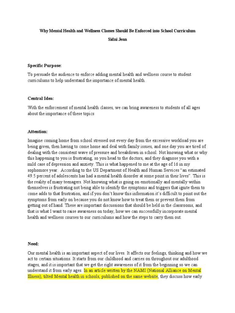 Implementing Mental Health Classes in Schools | PDF | Mental Health ...