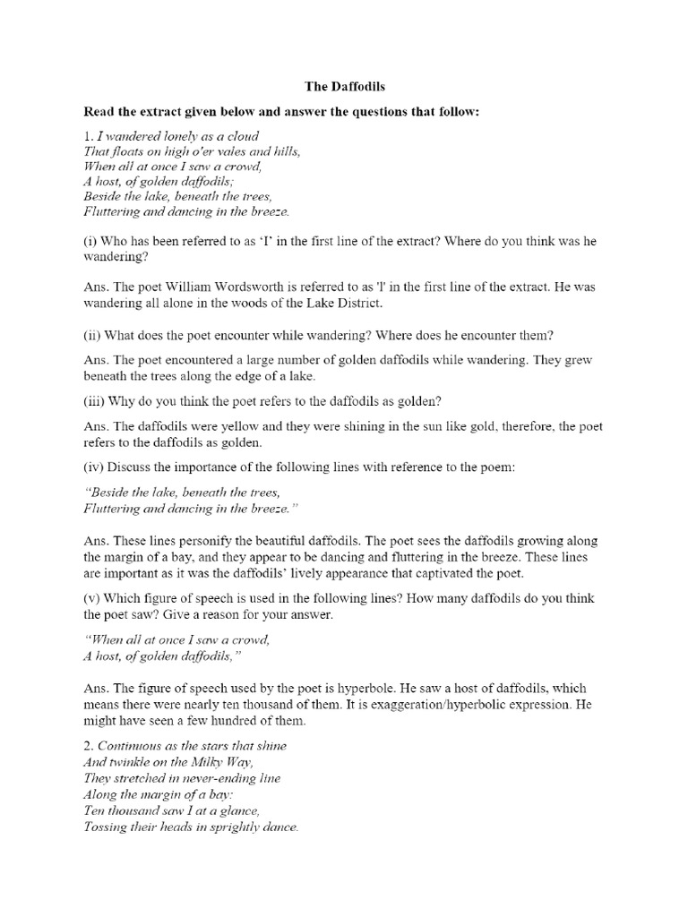 Daffodils Notes PDF