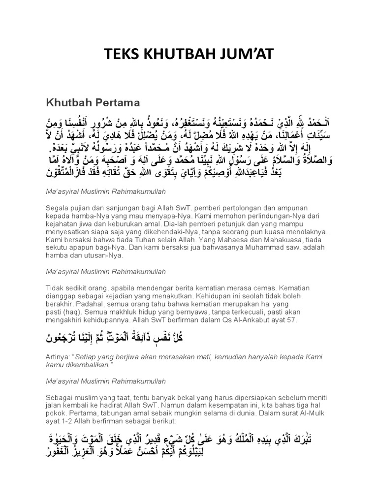 Khutbah Jumat 14 November 2025: Pesan Emas Al-Ghazali tentang Empat Perkara