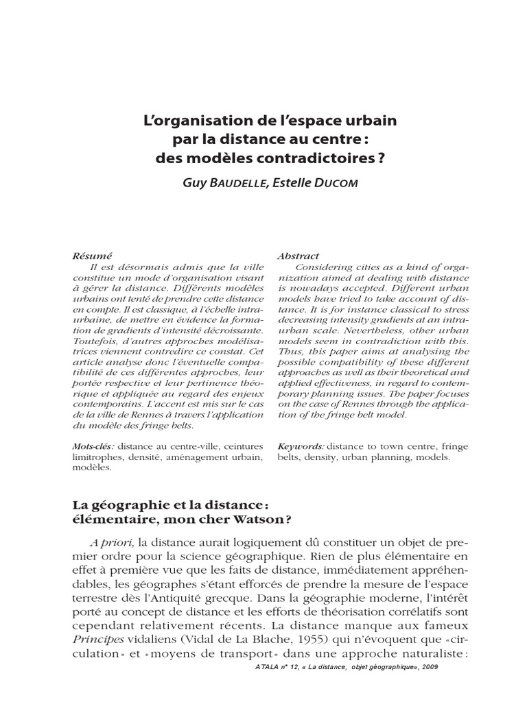 Modèles urbains et distance à Rennes | PDF | Sciences sociales