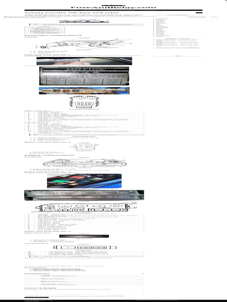 Fuse Box Diagram Toyota Corolla Ae 100 and Relay With Assignment and