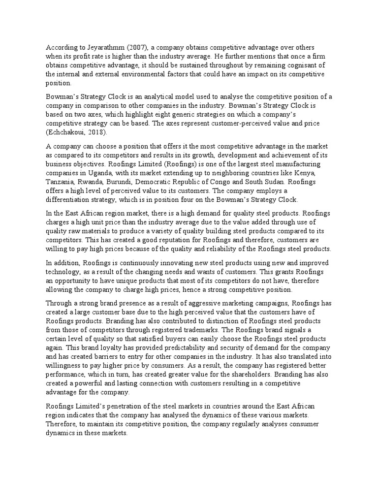 Bowman's Clock Case Study PDF Brand Competitive Advantage