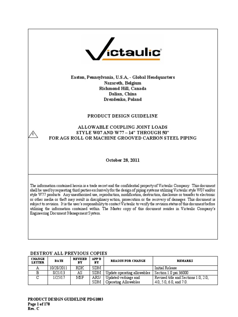 Victaulic Coupling Joint Load Guidelines | PDF | Pipe (Fluid Conveyance ...