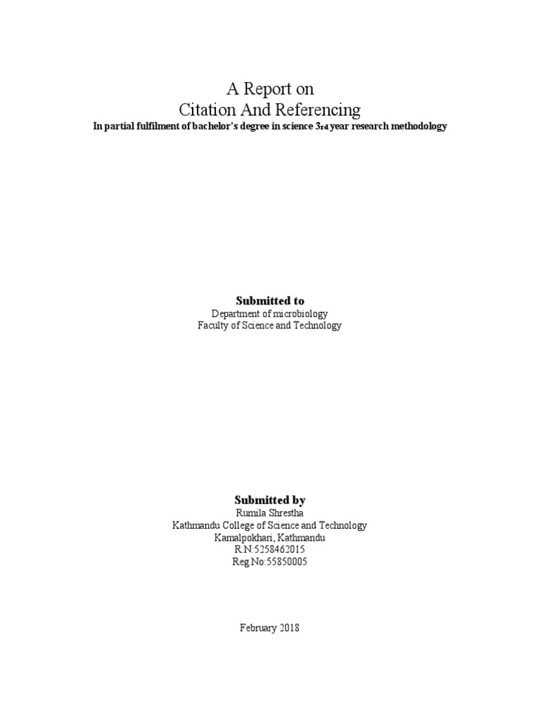 Referencing and Citing Reports Guide | PDF