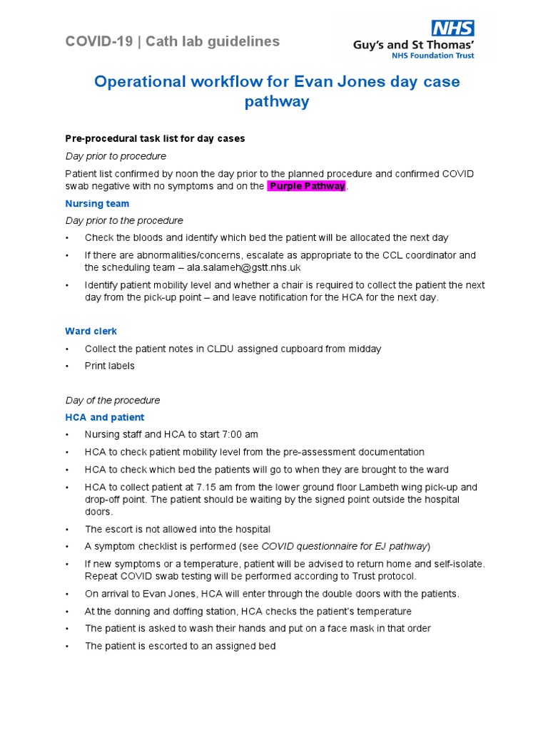 COVID-19 Cath Lab Operational Guidelines | PDF | Nursing | Patient