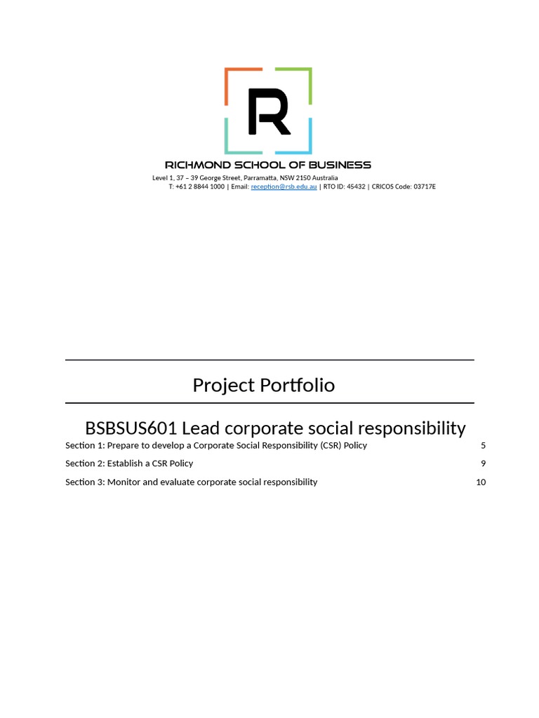 CSR Policy Development for Small Business | PDF | Corporate Social ...