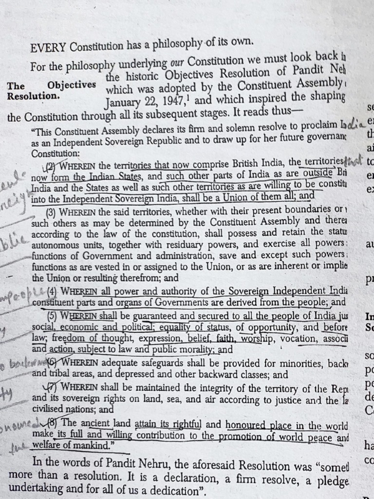 Constitution - Objective of Resolution | PDF | Government | Justice
